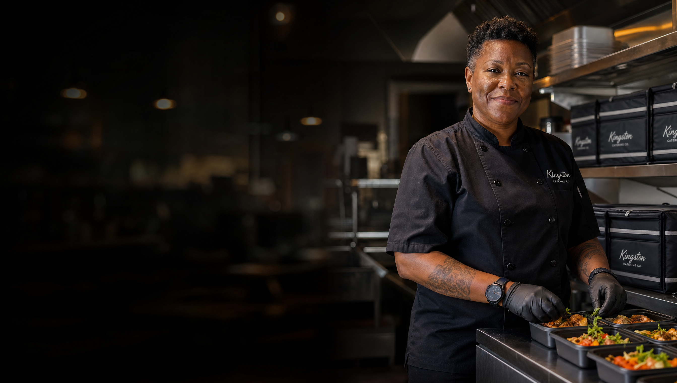 Local caterer prepping meals in their kitchen